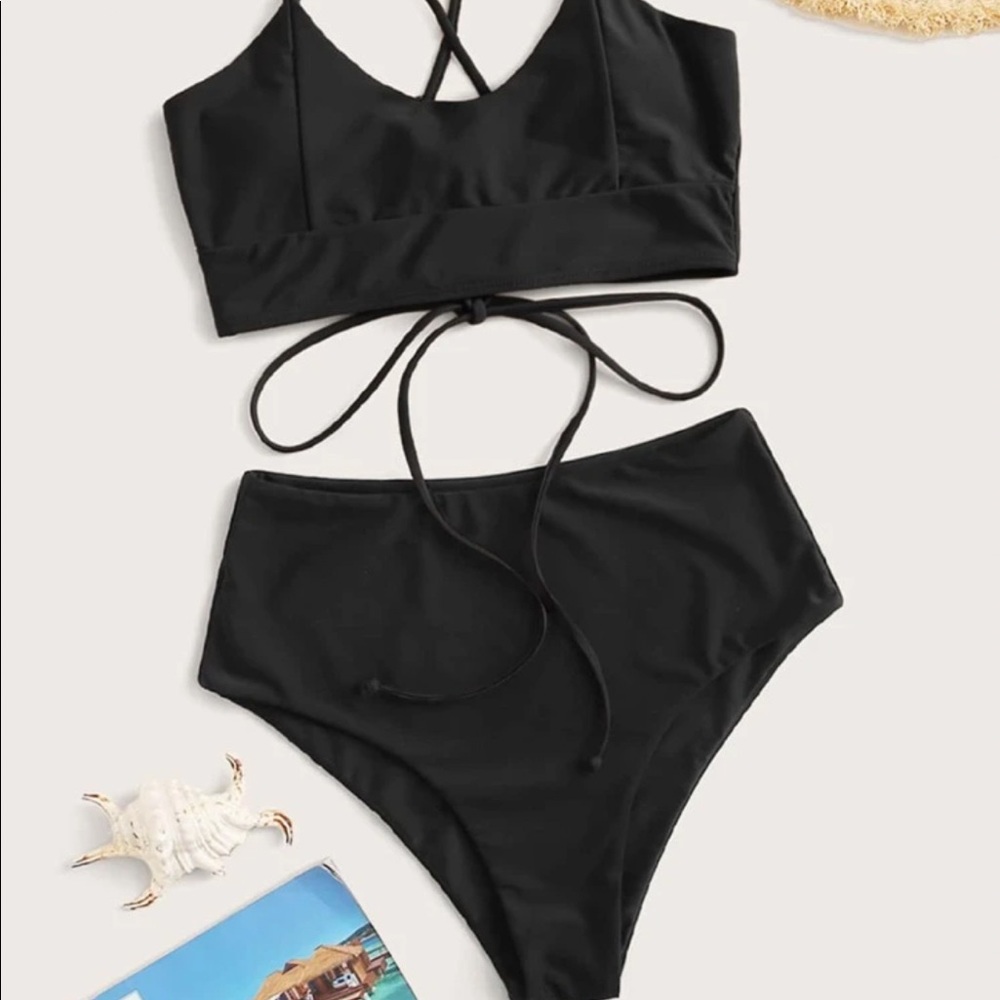 SHEIN swimsuit bikini set black
